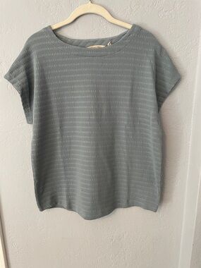 Soft Surroundings Relaxed Short-Sleeve Knit Top in Dusty Blue